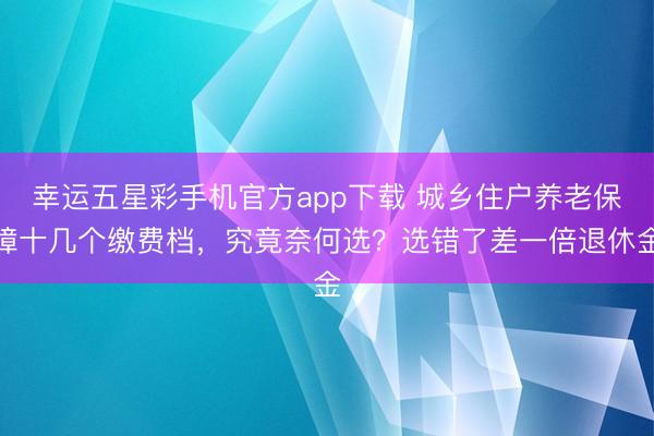 幸运五星彩手机官方app下载 城乡住户养老保障十几个缴费档，究竟奈何选？选错了差一倍退休金